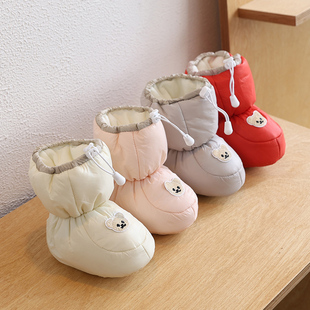 婴儿鞋冬季加厚夹棉保暖棉鞋软底高帮长筒鞋靴防掉包棉裤鞋可爱萌