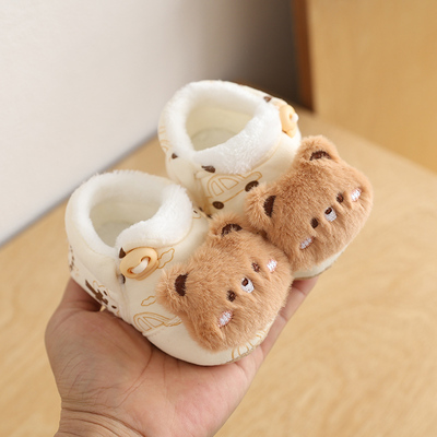 婴儿鞋男女宝宝加绒软底鞋小月龄脚套秋冬季卡通可爱保暖棉鞋防掉
