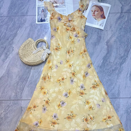 多多26夏上新法式优雅绝美气质显瘦修身连衣裙(不含包包)J1852