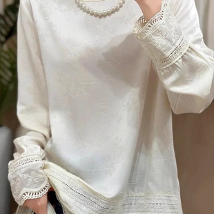 多多春款女装新中式国风镂空蕾丝拼接上衣小衫(不含下装)CS-LLY-3