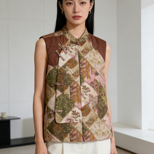 多多 26年夏款高级感东方美学菱格国风马甲～补单款马甲332GF6608