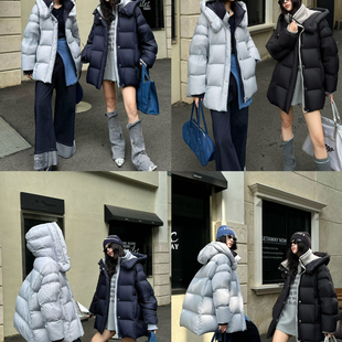 多多小众高品质韩系休闲简约撞色百搭泡芙保暖羽绒服外套2508XB