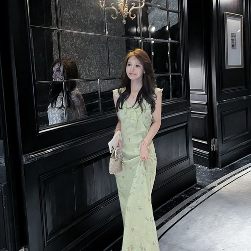 多多夏上新法式优雅复古绝美气质显瘦修身连衣裙(不含包包)J1450