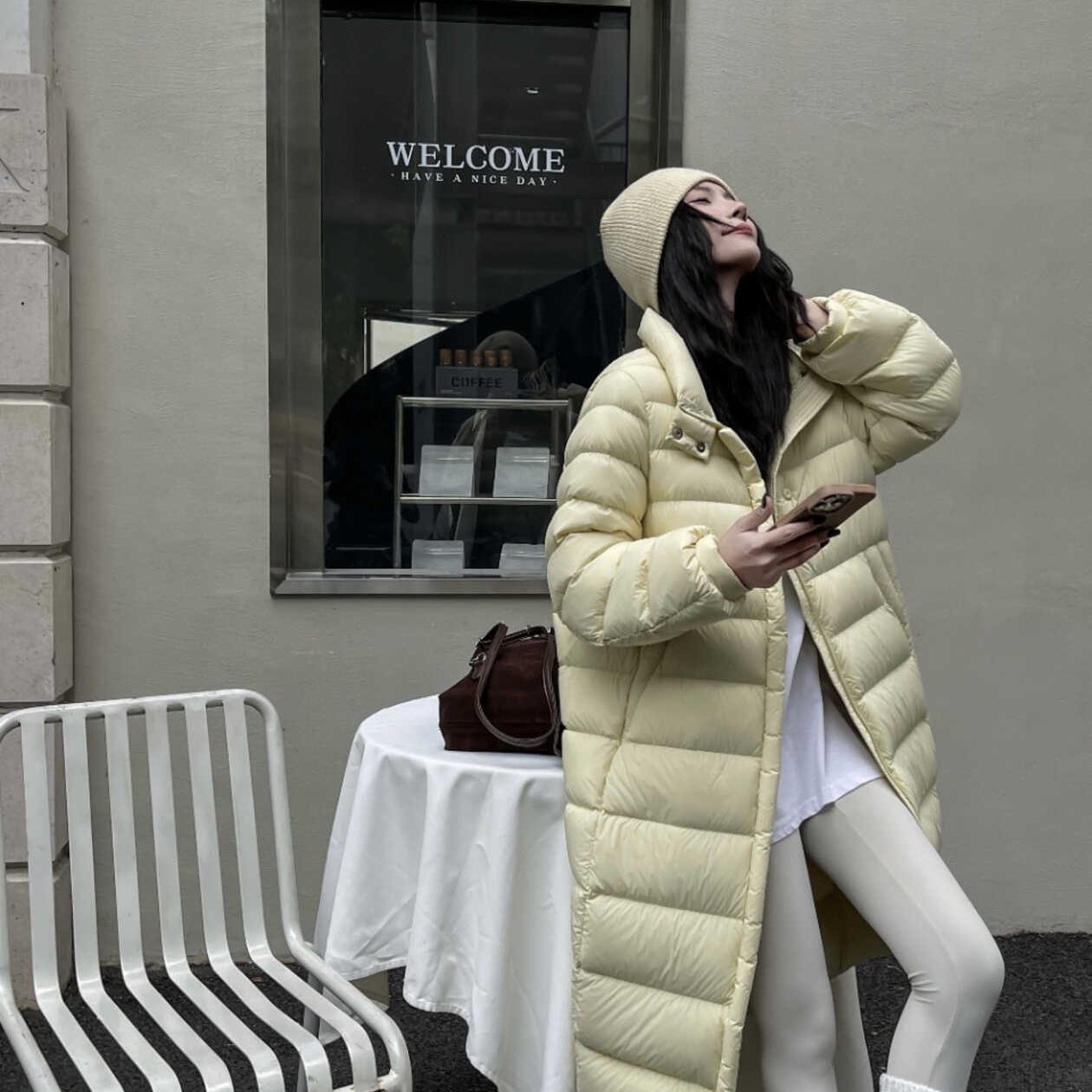 多多过膝长款排骨保暖羽绒服外套DGD903