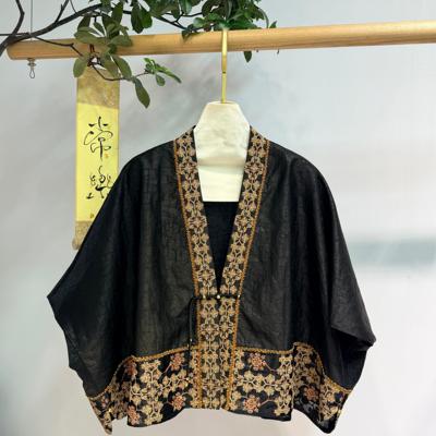 多多店香云纱面料重工定位绣花超大用料连肩款短外套YS307-G401