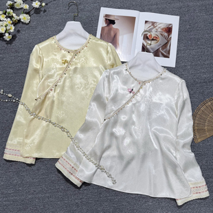 多多设计-上新极简大牌老钱新中式醋酸提花百搭上衣小衫YS2-t374