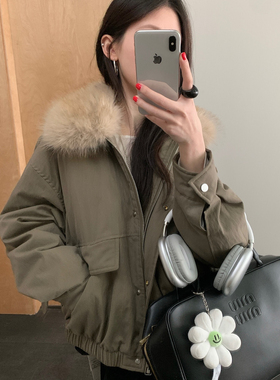 多多热卖韩系复古毛领翻领宽松保暖派克服保暖羽绒服外套99501