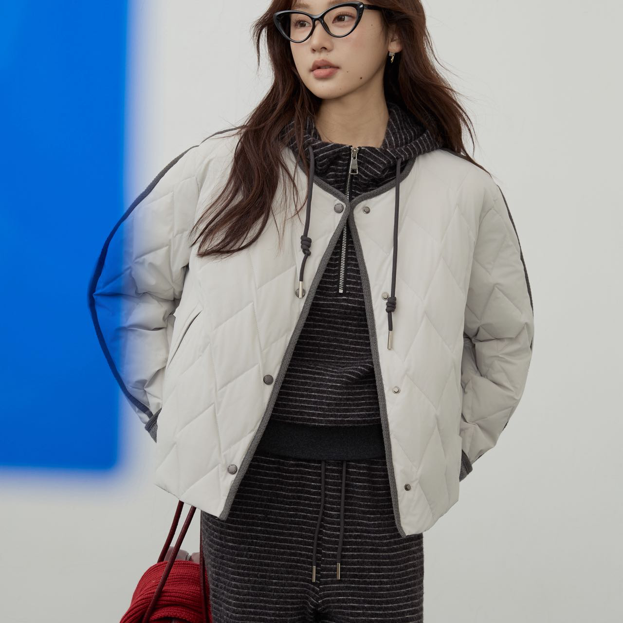 多多-复古腔调撞色元素高品质羽绒服羽绒服(含90白鸭绒)YM901