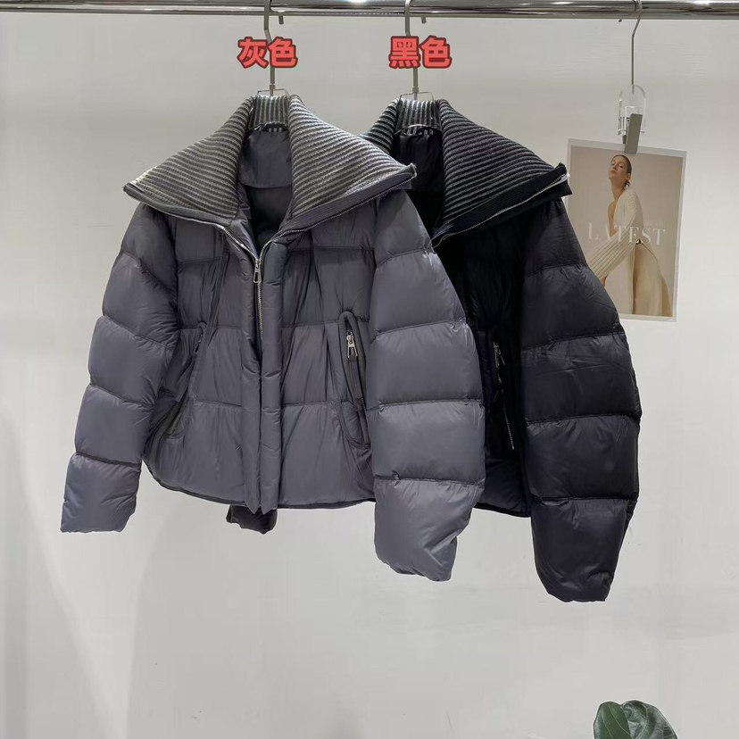 多多小众设计简约廓形立领短款保暖羽绒服外套064-6888