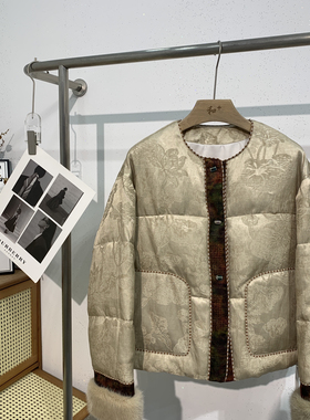 多+-2025新中式水貂拼鹅绒保暖羽绒服外套T-98329