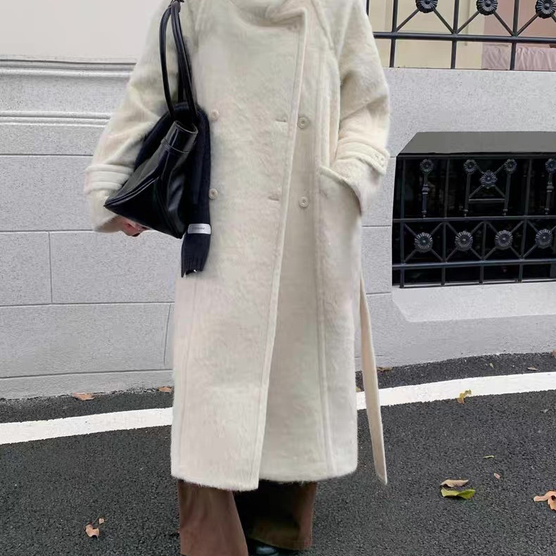 多多店风感修身长款羊毛外套(配腰带)（含85.3绵羊毛）or-6029