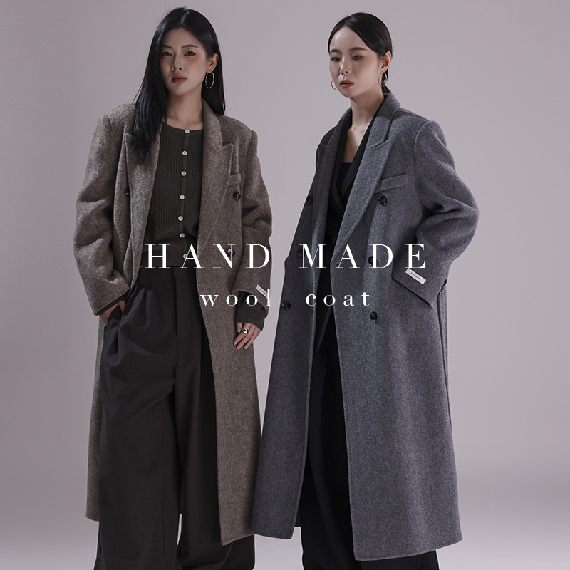多多毛大衣女中长款毛呢外套羊毛外套(配腰带)（含100羊毛）YM569
