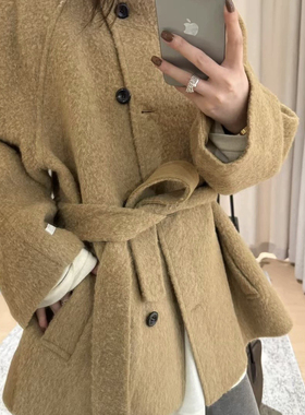 多多小众设计呢外套羊毛外套(配腰带)（含83.6绵羊毛）YC-Z88097