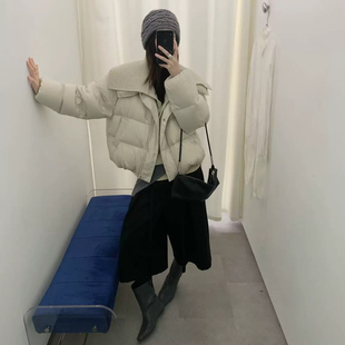 多多大翻领拼针织羽绒服 50B73269 含90白鸭绒