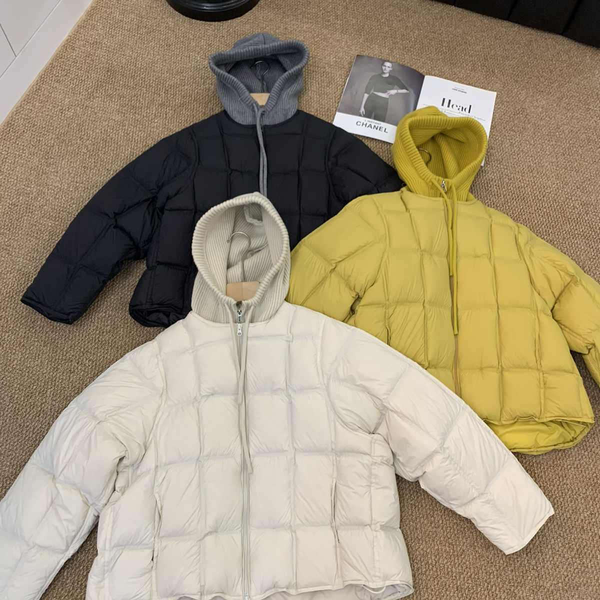 多芙针织帽豆腐块泡芙溯源码保暖羽绒服外套9690针织帽豆腐块