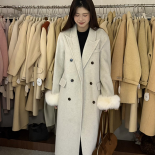 羊毛外套 2509 配真狐狸毛袖 含100羊毛 子可拆 多多小众长款