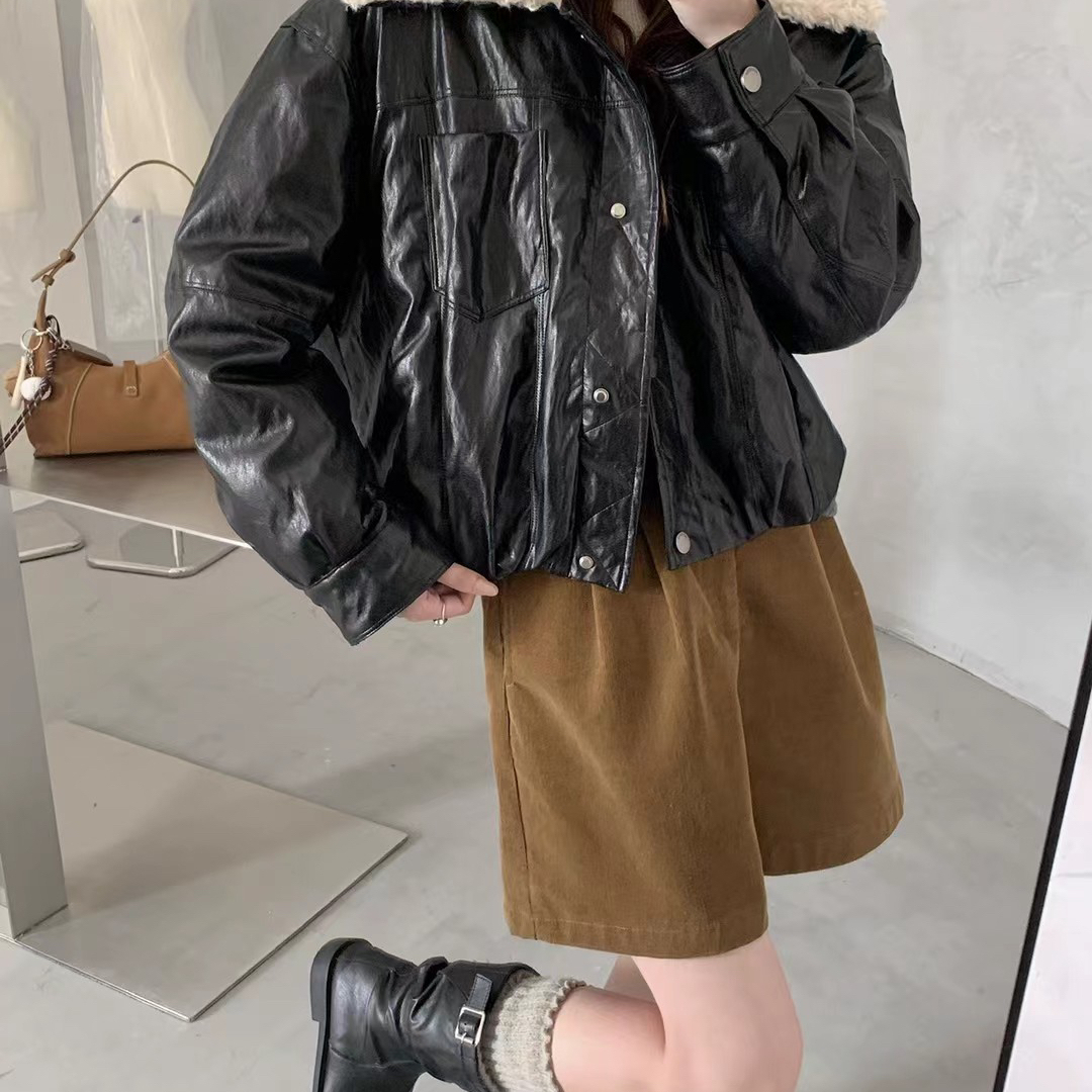 多-短款皮衣羽绒保暖短款90白鸭绒羽绒服羽绒服(含90白鸭绒)j2503