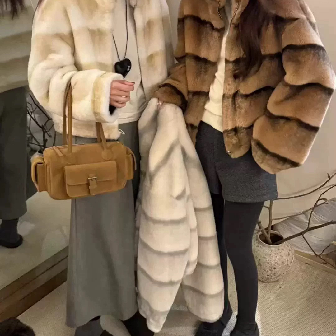 多多设计25冬季新款仿皮草环保龙猫立领名媛气质外套短外套J多R05