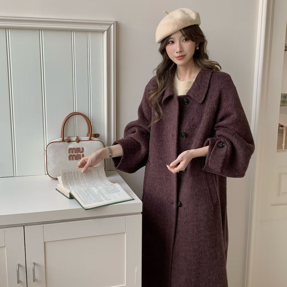 多多小众双面呢羊毛大衣女毛呢外套羊毛外套(含100澳毛)Y多169