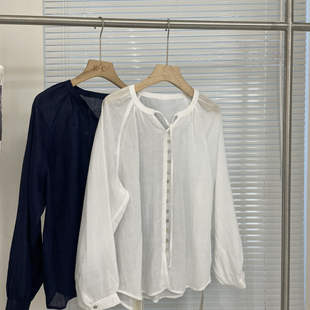 多多26年春款 QX483 清新百搭v领系带设计感上衣衬衫