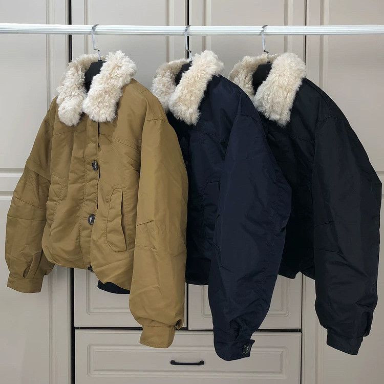 多多宽松短款羽绒服毛领设计感冬季保暖外套保暖羽绒服外套8016