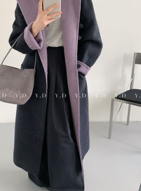 多多休闲连帽质感小众设计羊毛外套(配腰带)(含69.2绵羊毛)47166