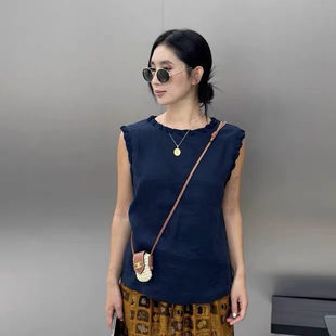 多多店工编织麻花领系带极简版 G322 型巨藏肉透气亚麻背心YS393