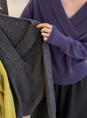 多多51.0纯欲温柔风v领气质雅性爆款毛衣(含51.0绵羊毛)86331