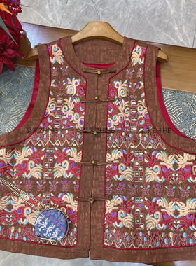 多多设计-牌老钱新中式人丝羊毛绣花盘扣马甲（含12羊毛）YS2-t20