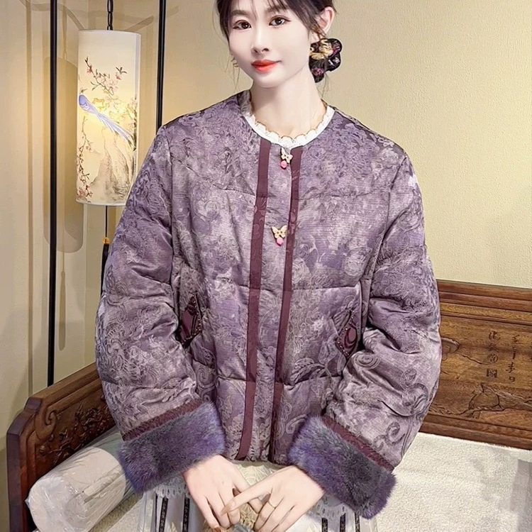 多多店冬上新重工拼接立体提花保暖羽绒服外套YS5-Js521