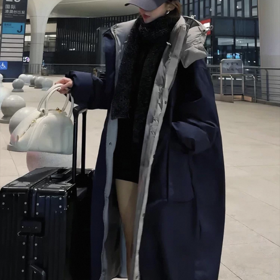 多多小众臻品尚工装羽绒服两面穿风加厚长款羽绒服YS2-2527