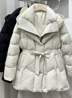 多多025年冬季新款中长款连帽羽绒服羽绒服(含90白鸭绒)ML多01728