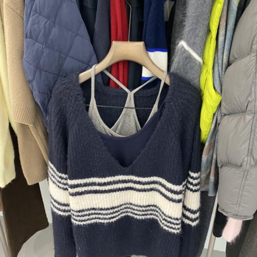 多多小众设计冬上新条纹慵懒风宽松保暖毛衣(不内搭)26534pm09