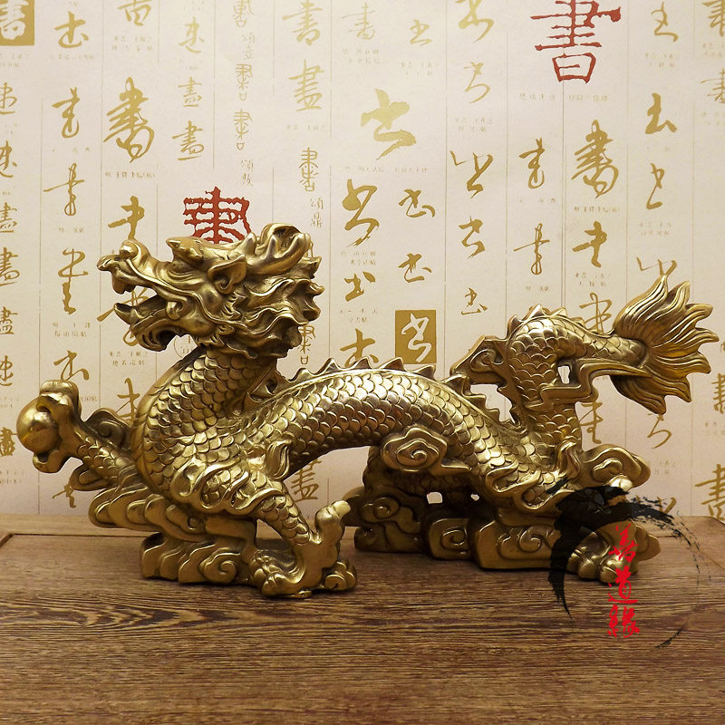 纯铜龙摆件龙神座青龙汉龙招财龙装饰摆件