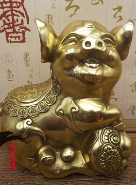 大号铜猪纯铜猪金钱猪生肖猪招财纳福猪发财猪摆件一对家居摆设铜