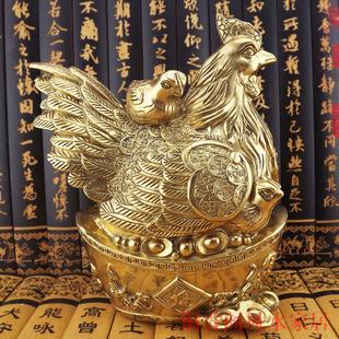 大号纯铜公鸡母鸡摆件一对黄铜对鸡铜母鸡工艺品家居铜鸡摆设饰品