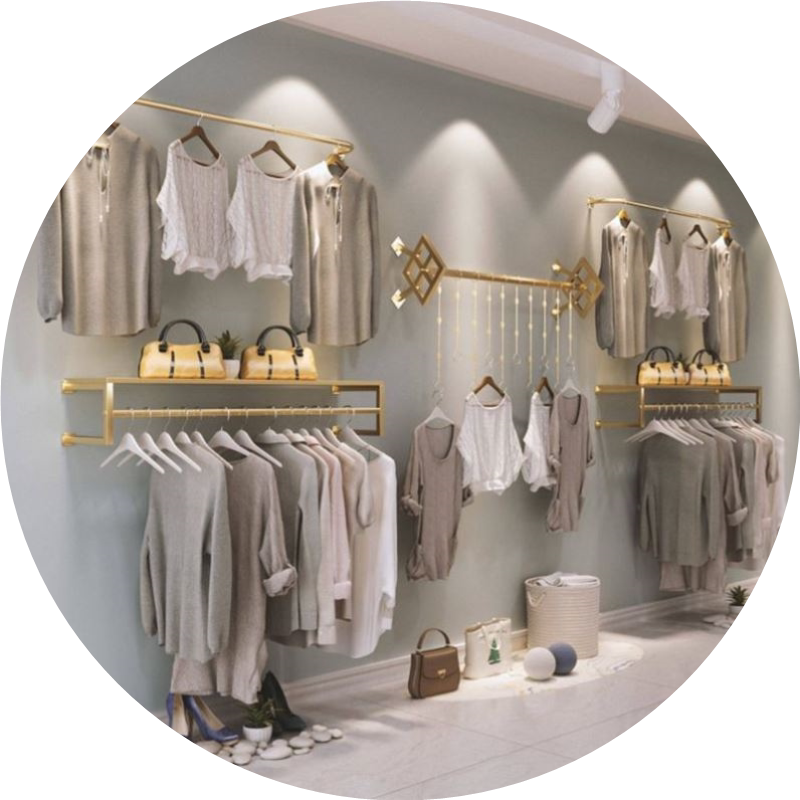 金色服装店男女童装上墙展示架创意壁挂式墙上货架组合挂衣服架子