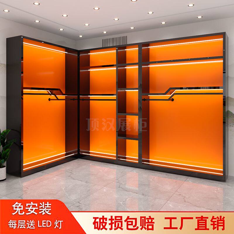 衣服展示柜鞋直播间背景柜服装店陈列柜带灯睡衣展示柜落地展示架