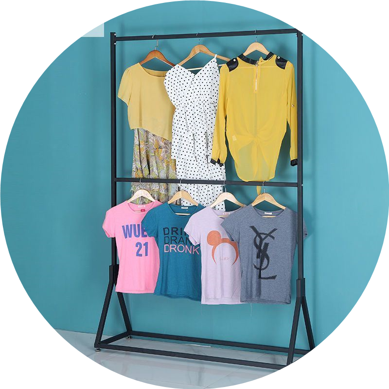 服装展示架童装店落地式衣架双层晾衣架收纳上下双杆简易衣服架子