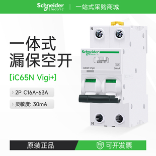 施耐德漏保断路器一体式 漏电30mA 空气开关电源总闸2P10A6A32A40A