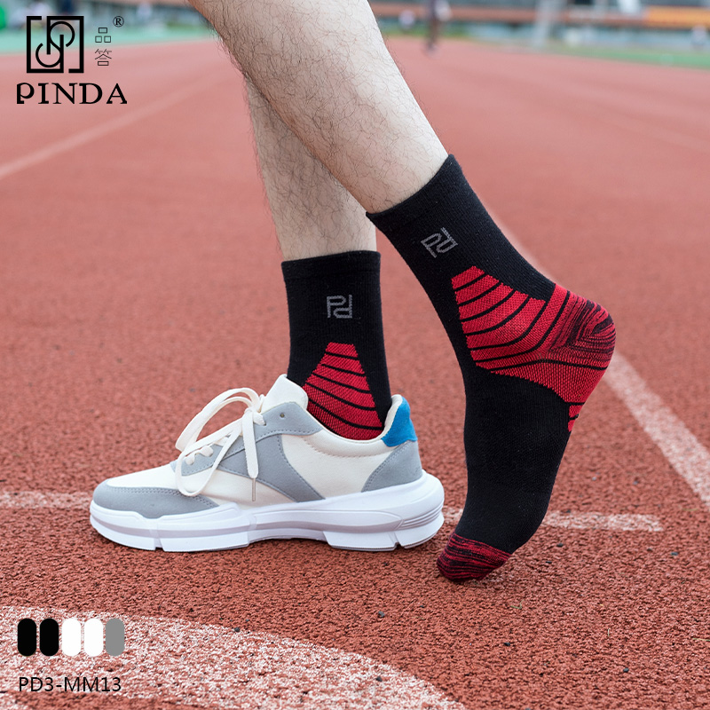 品答纯棉运动袜秋冬男女健身跑步袜子中筒吸汗防臭中厚四季篮球袜