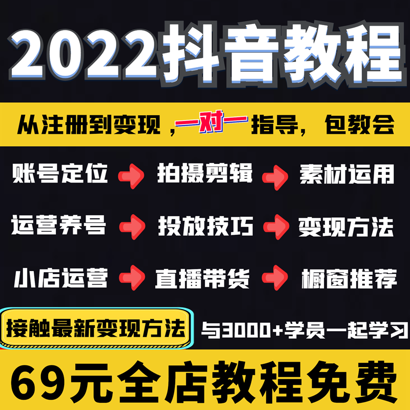 抖音快手短视频素材运营教程教小店直播带货话术课程拍摄脚本剪辑