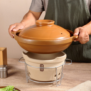 砂锅地摊牛排锅牛杂煲火锅商用陶瓷土沙锅炭炉围炉打边炉老式碳炉