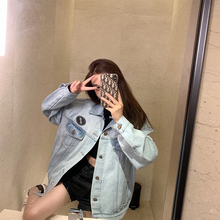 宽松学生港味男友风夹克上衣 韩版 aubabe 牛仔外套潮ins女春秋新款
