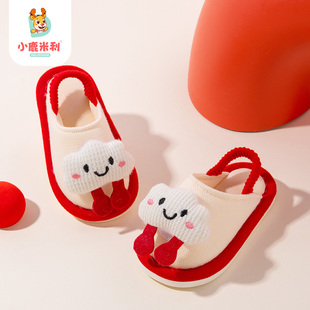 儿童布拖鞋男童幼儿秋冬小孩子男孩室内家居宝宝女宝防滑软底拖鞋