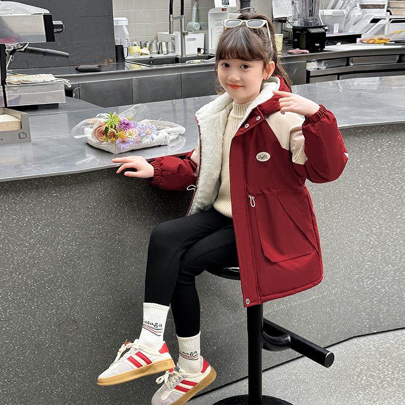 女童棉衣冬装儿童加厚派克服2026新款洋气女孩中长款时尚保暖棉服