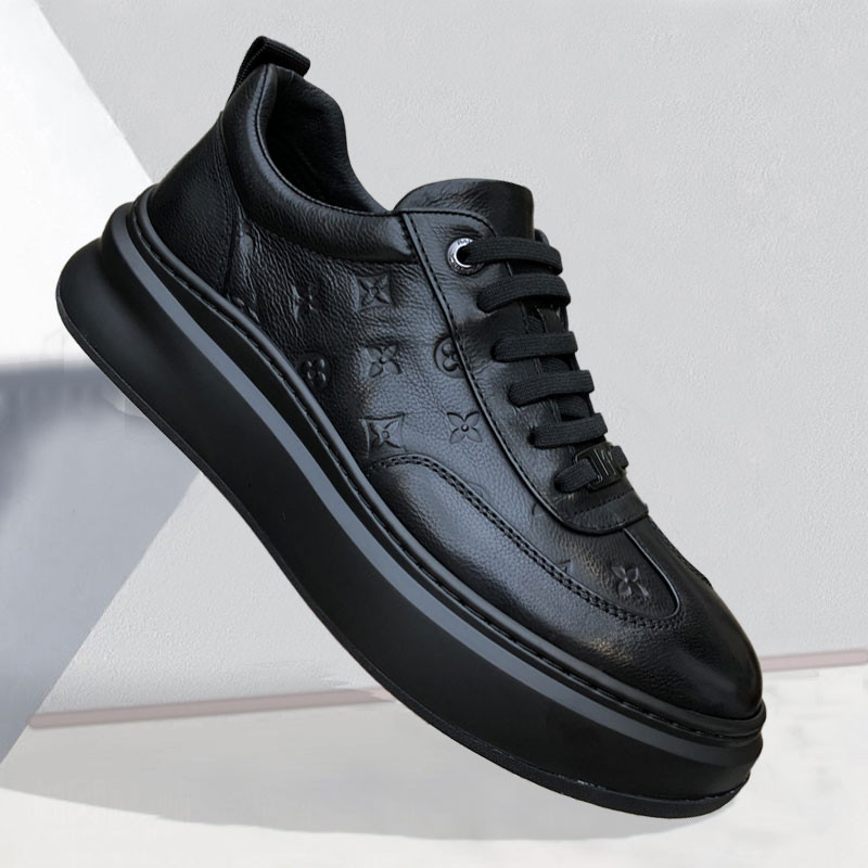 皮鞋男秋冬季男士厚底板鞋真皮商务休闲鞋高档头层牛皮运动鞋男款