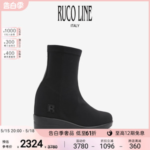 【天猫独家】Ruco Line如卡莱新款内增高平底中筒靴子女厚底鞋