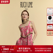 Ruco Line如卡莱 25夏丝薄复古花纹吊带连衣裙女印花裙子