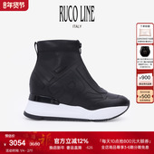 时尚 短靴女 Line 25年秋冬拉链9cm内增高牛皮革跑鞋 新品 Ruco